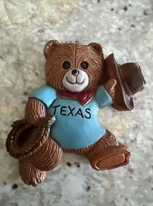 Vintage CGMI San Antonio TX Magnet Teddy Bear Cowboy Refrigerator Texas Souvenir - Picture 1 of 14