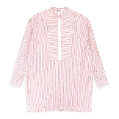BLUSA LORO PIANA LISTRADA GOLA SIMULADA ROSA TAMANHO 42 US$ 1216,8 NOVA COM ETIQUETAS - Imagem 1 de 4