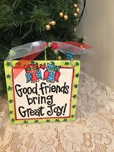 Laura Kirkland - wall decor Owl plaque - verse: Good Friends Bring Great Joy - Picture 1 of 4