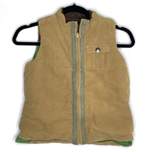 Moby Goby Little Boys Reversible Corduroy Vest Medium Green Brown Tan - Picture 1 of 11