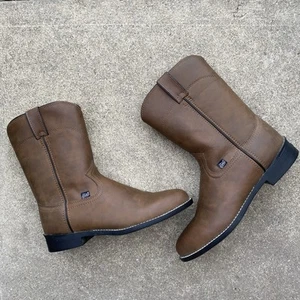 Justin Basics Roper Boots Men’s 9 D Farm Cowboy Rubber Outsole JB3001 - Picture 1 of 6