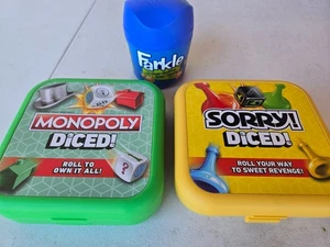 Vintage Travel Games SORRY MONOPOLY FARKLE DICED board games Super FUN - Picture 1 of 8