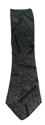 Sabrina Necktie Skinny Gray Black Geometric Multi-colored 1980s Tie - Image 1 of 4