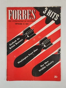Forbes Magazin 13. September 1943 ~ British Business ~ Washington Frontmann + - Bild 1 von 6