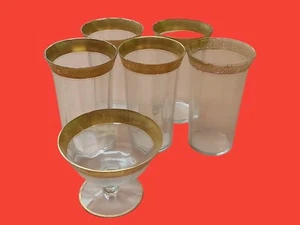 Tiffin Franciscan MINTON Goldverkleidung optisches Glas.5 Becher. 1 Desserttasse. - Bild 1 von 8