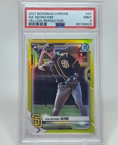 2021 Bowman Chrome Ha-Seong Kim Rookie Yellow Refractor /75 PSA 9 - Picture 1 of 2