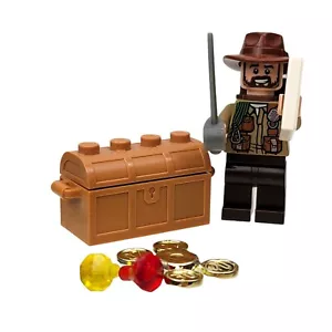 LEGO Sinjin Prescott Minifigur Jurassic World 75942 Schwert Schatz Münzen Edelsteine - Bild 1 von 3