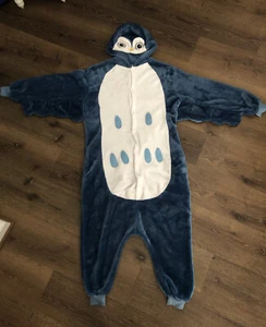 Adult Owl One Piece Blue Velour Costume Size Small - Picture 1 of 13