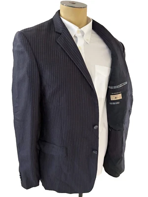 Abrigo Deportivo John Varvatos 44L Blazer de Lana Chaqueta Deportiva a Rayas Carbón Talla 44L Foto 1 de 4