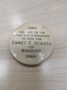 Atq Vtg Emmet F Scaggs For Sheriff Political Campaign Advertising Pocket Mirror - Picture 1 of 5