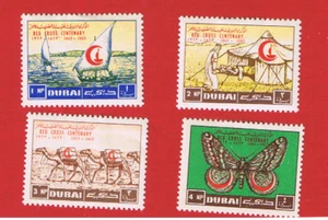 Dubai #18-21 MVFLH OG Red Cross Free S/H - Picture 1 of 1