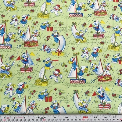 Kids at Play by Chanteclaire Fabrics Nautical Green Cotton FAT QUARTER 18" x 21" - image 1 of 2