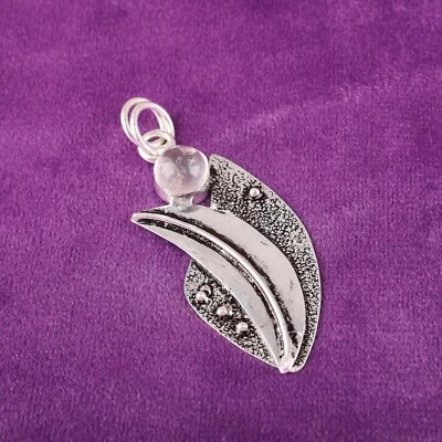 Excelente pingente de prata esterlina 925 com pedra preciosa de quartzo rosa feito à mão joias finas - Imagem 1 de 4