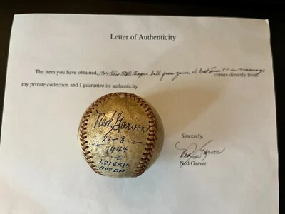 Raro Ned Garver Juego Usado Béisbol 1944 Ohio State League St. Louis Browns KC As Foto 1 de 4