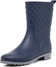 dripdrop Women Waterproof Mid-Calf Garden Wellington Rain Boots, Navy Blue, 7.5