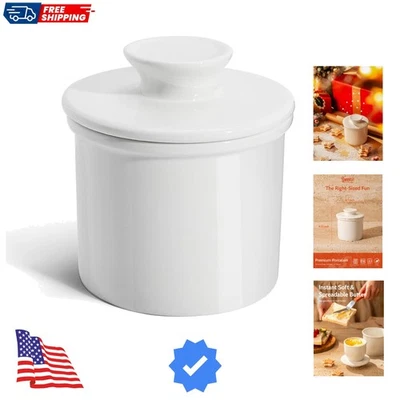 Plato de mantequilla francés - Vaso de mantequilla para mostrador con línea de agua para Sprea fresca... Foto 1 de 4