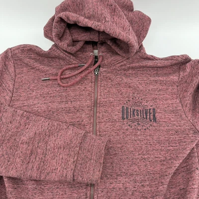 Sudadera con Capucha Grande Quicksilver Para Hombre Cremallera Completa Borgoña Brezo Logo Gráfico Estampado Estilo Foto 1 de 4