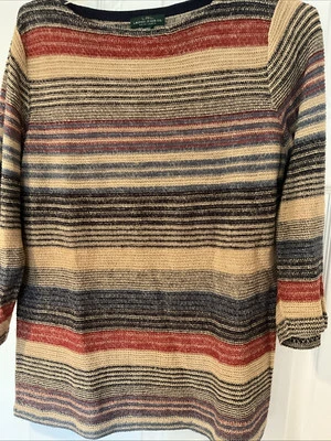 LRL Lauren Jeans Co Ralph Lauren Southwestern Stripe Linen Knit Sweater XL - Imagem 1 de 4