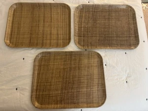 Vintage Cambro Camtray Vassoi Tessuto Set di 3 Tan Weave Servizio Pranzo Melamina - Foto 1 di 10