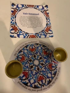 Candelabro Yair Emanuel Shabat Génesis 1:4 arte pintado a mano Israel nuevo en paquete - Imagen 1 de 3