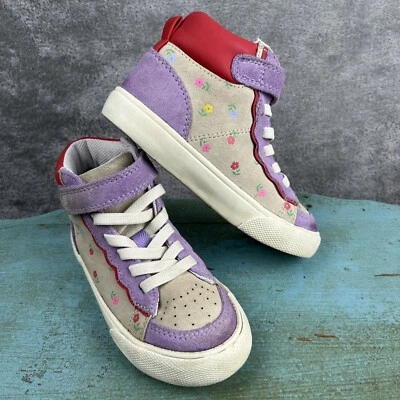 Mini Boden Hightop Girls Trainer Tennis Shoes EUR 27 US 10 Purple Flowers - Image 1 of 4