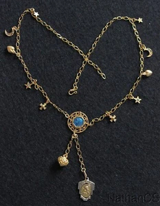 Collana Vermeil con Ciondoli Vintage & Medaglie Religiose Smaltate - Foto 1 di 4