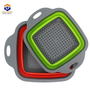 kitchen collapsible colander Folding strainer silicone Space-Save Sieve Cooking - Picture 1 of 20