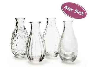 4er Set Glasflaschen "Decor" - Vase, Tischdekoration, Glasvasen, Landhausdeko, .