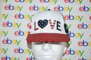 The Children's Place Girls LOVE America Stars & Stripes Glitter Hat Cap NWT - Picture 1 of 3