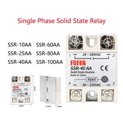 Single Phase Solid State Relay SSR-10AA~100AA AC80-250V To AC24-380V 10A~100A - Image 1 of 4