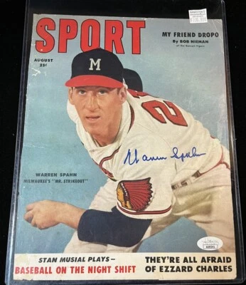 Warren Spahn Signed Sport Magazine August 1953 Milwaukee Braves Cover Only JSA - Image 1 of 4
