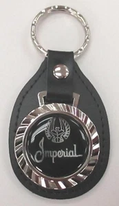 Black Chrysler IMPERIAL Royal Classic Chrome Black Leather Key Ring - Picture 1 of 5