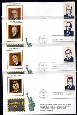 US 1986 SCOTT #2216-2219 PRESIDENTS SET ON 36 FDC COIN 4 CACHETS - Image 1 of 4