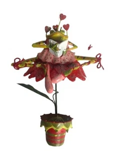 Dept 56 Christmas Ornament ~ Kringles Patience Brewster Potted Frog ~ Preowned - Picture 1 of 5