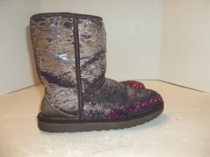 Bota de invierno Ugg Australia lentejuelas plateada púrpura brillante para mujer talla 8 - Imagen 1 de 7