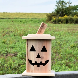 Halloween Jack-O-Lantern - Red Cedar - Flickering LED Tea Light w/ Timer - 1C-1 - Picture 1 of 4