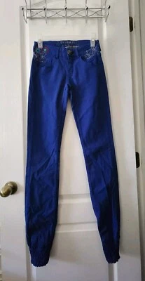 Pantalones Jogger Desigual Para Mujer Bordados Calce Ajustado Azul Elástico Talla 26 Foto 1 de 4