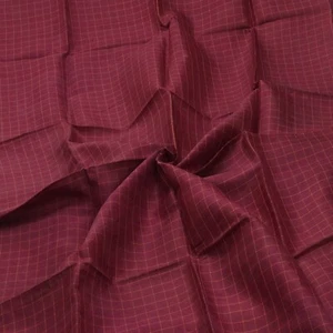 Vintage Burgunderrot 100 % Reine Seide Karos Sari Rest 4 Jahre Handarbeit Stoff Seidenschrott - Bild 1 von 4