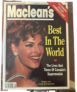 1991 DECEMBER 9 MACLEAN'S MAGAZINE - LINDA EVANGELISTA COVER - Picture 1 of 2
