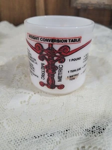 Vintage Weight Conversion Table White Milk Glass Mug - Picture 1 of 6