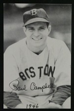 Paul Campbell (d.2006) 1946 Boston Red Sox Signed Autograph 3x5 Postcard Photo