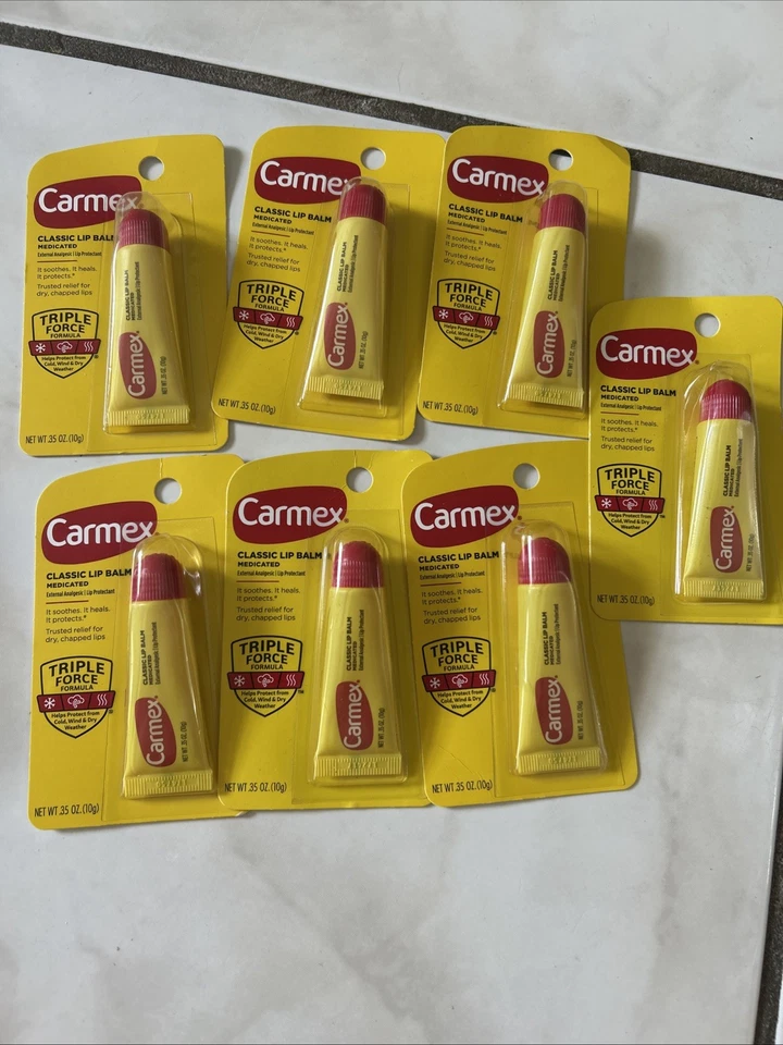 7 piezas de bálsamo labial clásico medicado 0,35 OZ analgésico externo Carmex Foto 1 de 1