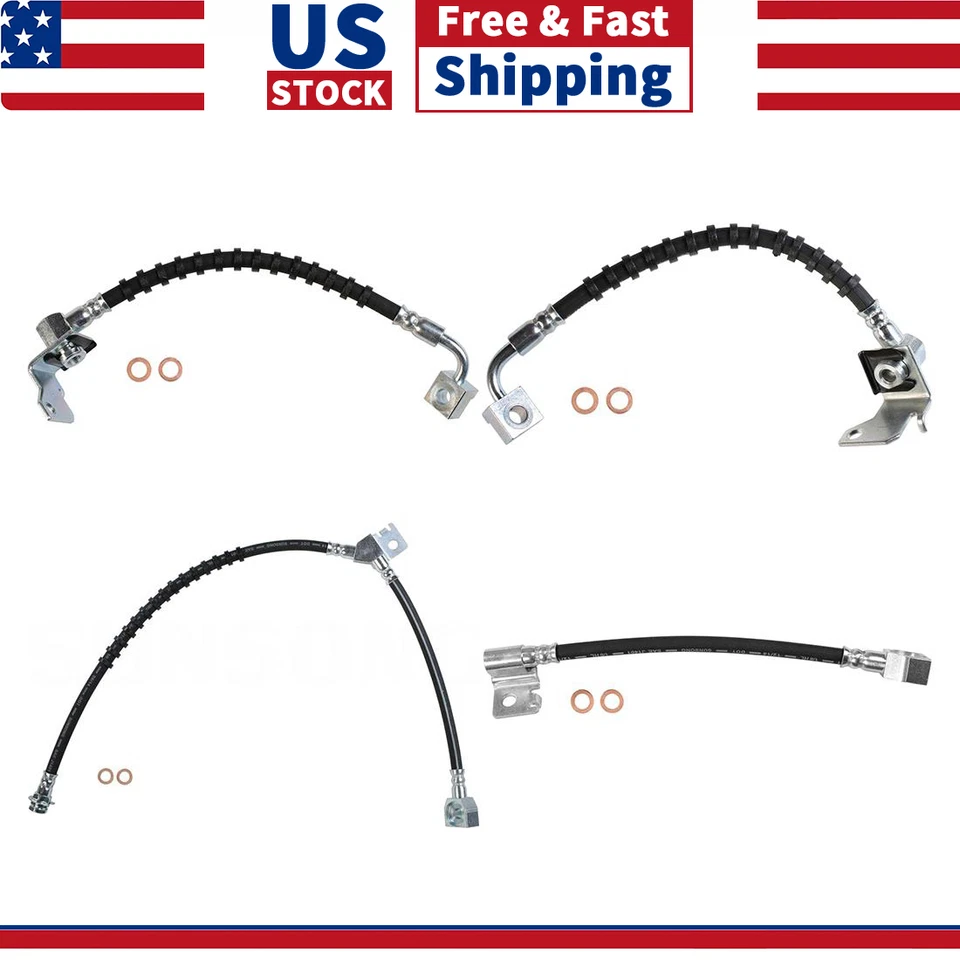 Línea de freno de manguera de freno delantera trasera izquierda y derecha 4 piezas para Ford Explorer 1996-2001 Foto 1 de 4