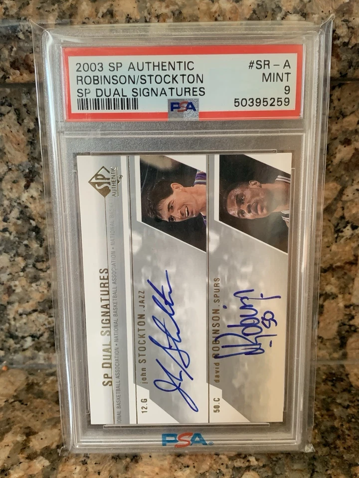 2003 SP Authentic J. Stockton / D. Robinson #SR-A Sp Dual Signatures Auto PSA 9 - Image 1 of 2