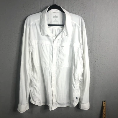 Camisa REI Coop Para Hombre Extra Grande Blanca Pesca Ventilada Rendimiento Tejido Elástico Foto 1 de 4