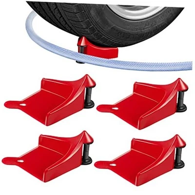 Guía de manguera de coche de 4 piezas, rodillo de manguera de neumático para lavado de coches, detalle de manguera de neumático rojo Foto 1 de 4