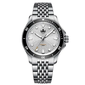 Phoibos Delphinus 200M Acciaio Automatico Argento Sunray Diver Orologio Uomo - Foto 1 di 5