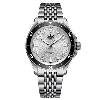 Phoibos Delphinus 200M Acciaio Automatico Argento Sunray Diver Orologio Unisex - Image 1 of 4