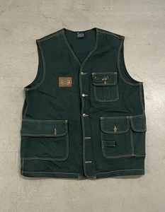 Vintage Karl Kani Jeans Safari Vest Tupac Hip Hop Green Mens Sz L USA Made 90s - Picture 1 of 9