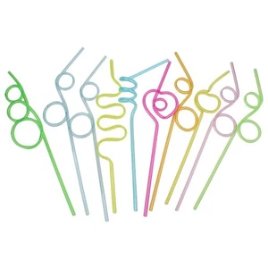 10x Strohhalme Trinkhalme Trinkröhrchen Curly Straws für Cocktail Getränke - Picture 1 of 6